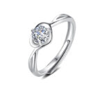 Adjustable Lotus Solitaire Ring